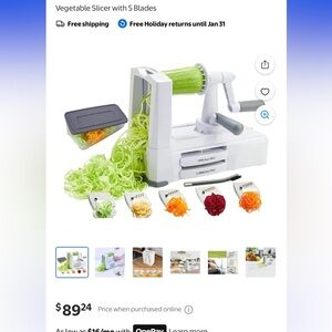 Premium spiralizer with 5 Blades - White